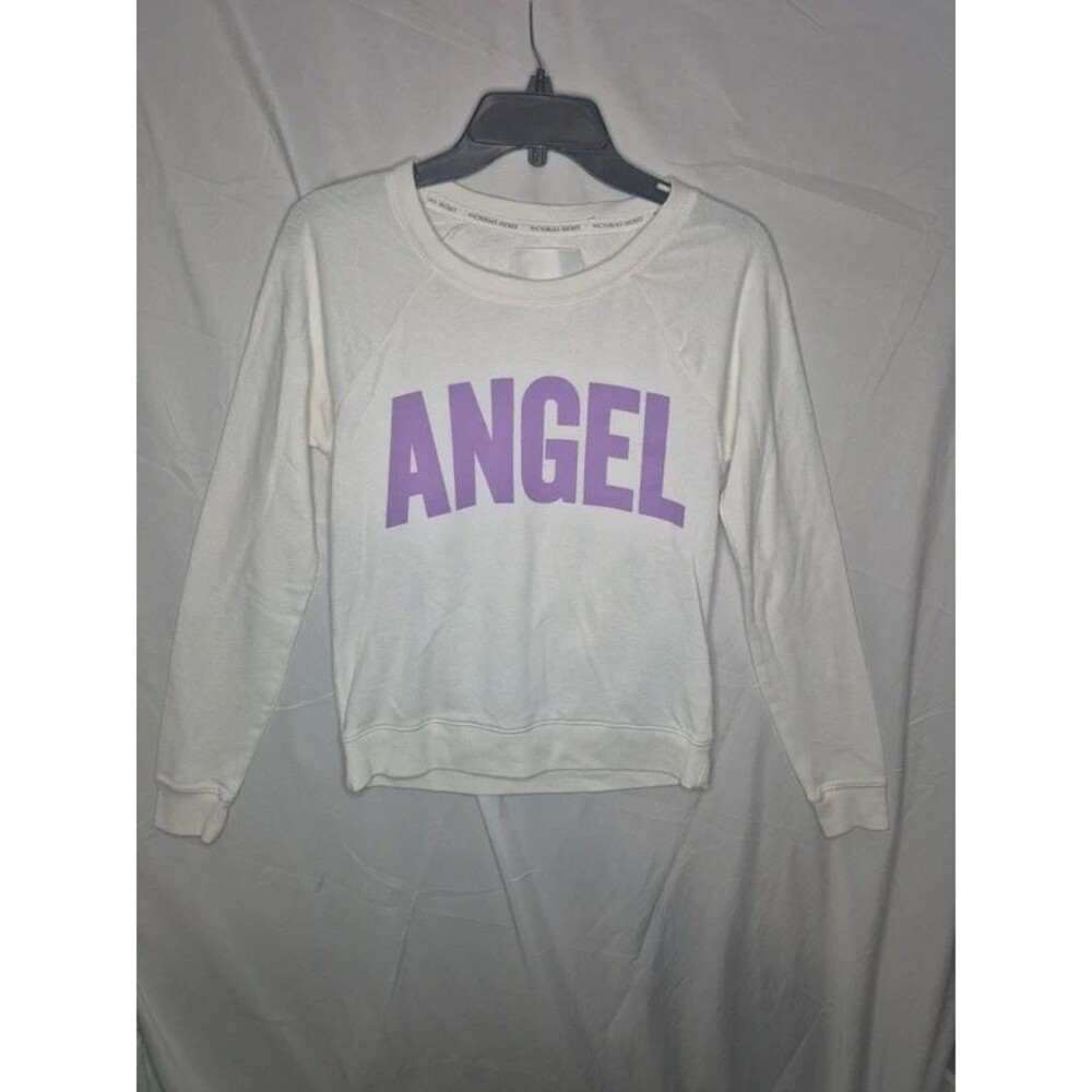 Victoria's Secret White & Purple "ANGEL" Graphic Crewneck